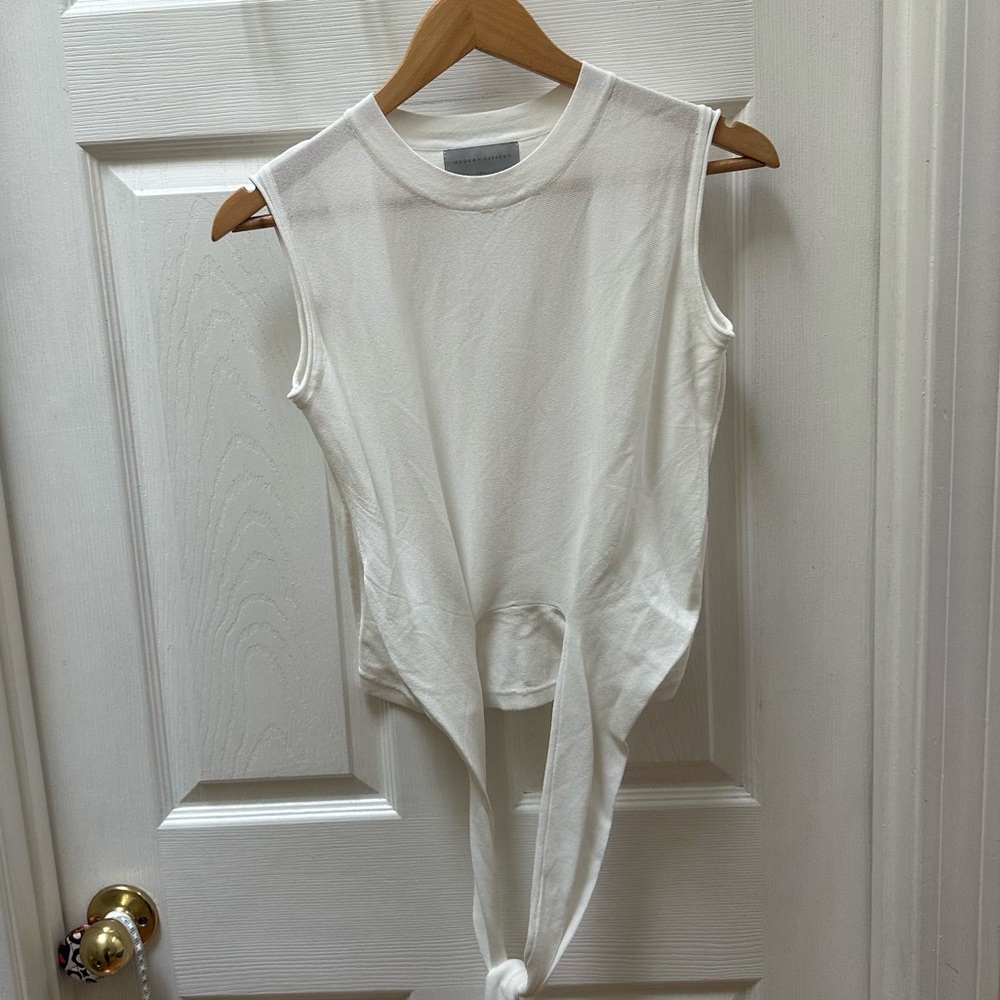 Modern Citizen White Tie-Front Tank Top cropped s small